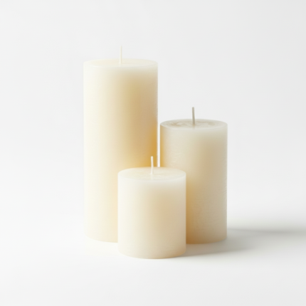 Oryvanta Ivory Pillar Candle Set of 3 - Unscented, Dripless Wax Candles